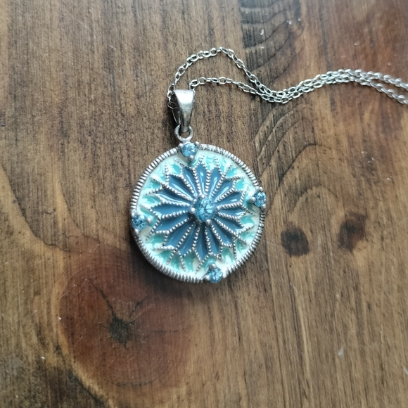 Vintage Blue Sapphire Pendant In 925 Sterling